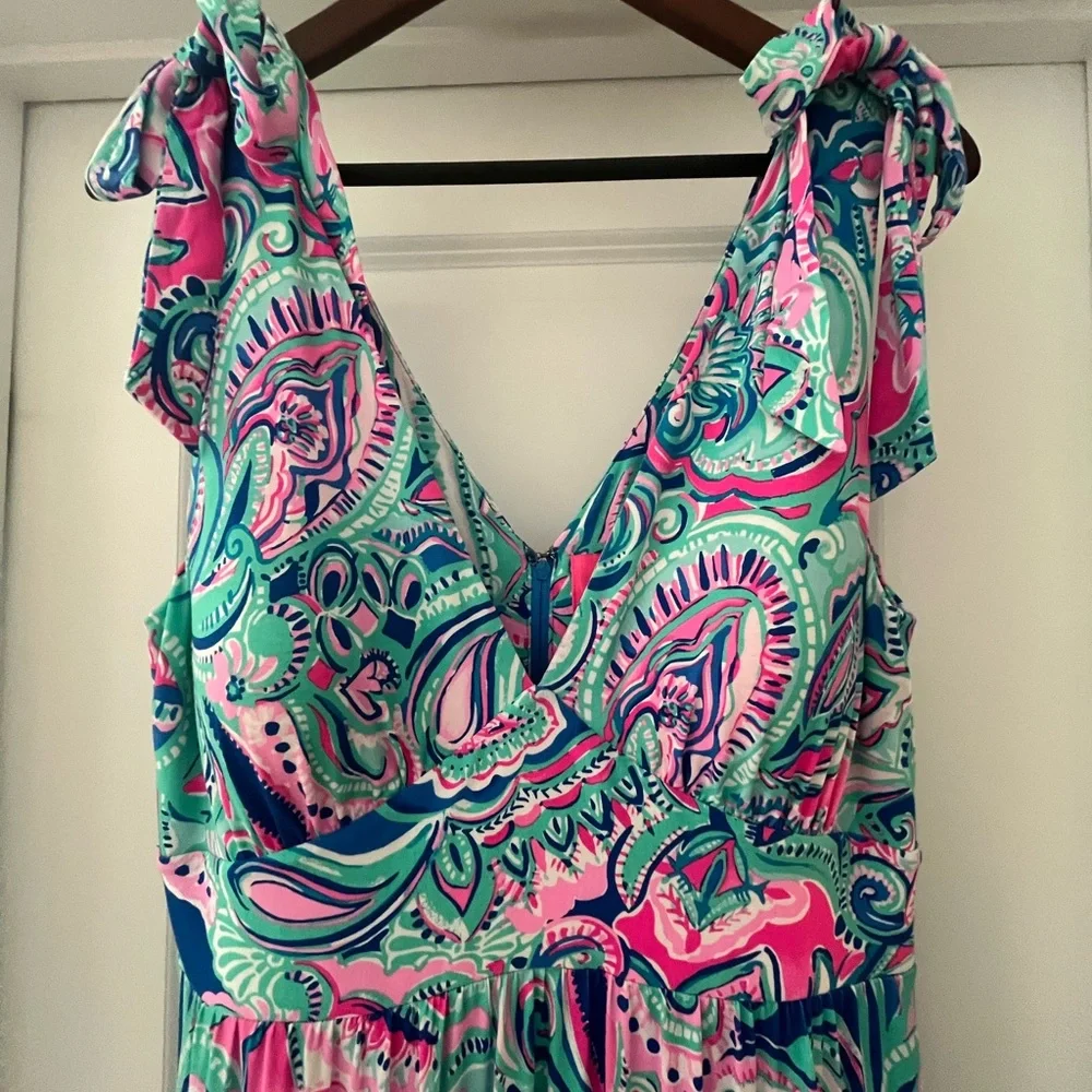 Lilly Pulitzer Pink and Blue Paisley Maxi Dress - Picture 3 of 8